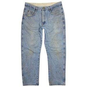 Wrangler Jeans Mens 35x30 Light Wash Straight Leg Casual 90s Country Western